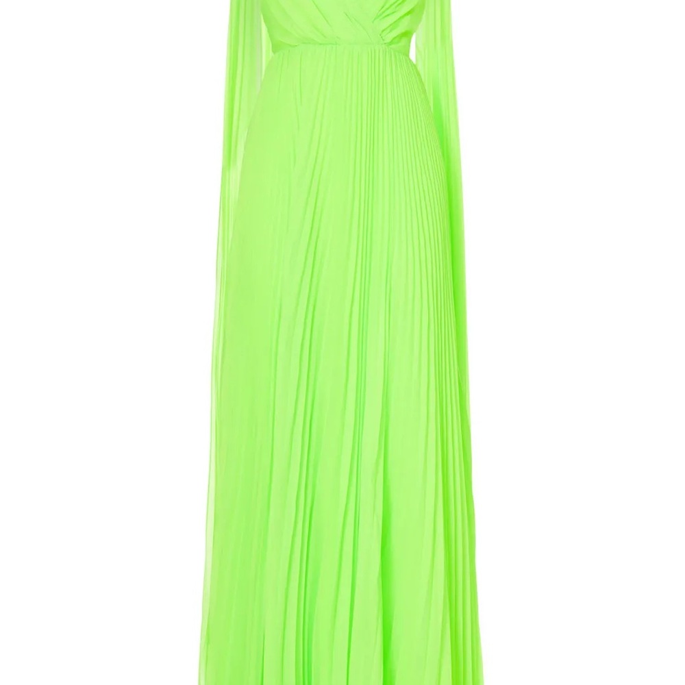 Monique Lhuillier Neon Green Long Sleeve Gown